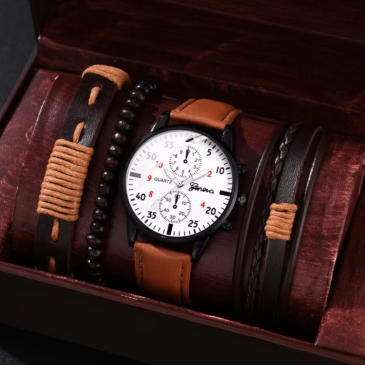 2024 New All-In-One Fashion Disc Quartz Watch Business Casual Men'S Temperament Watch Set