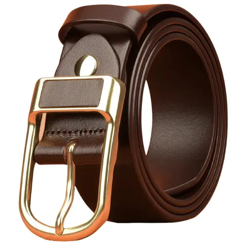 Pin Buckle Brown Leather Belt