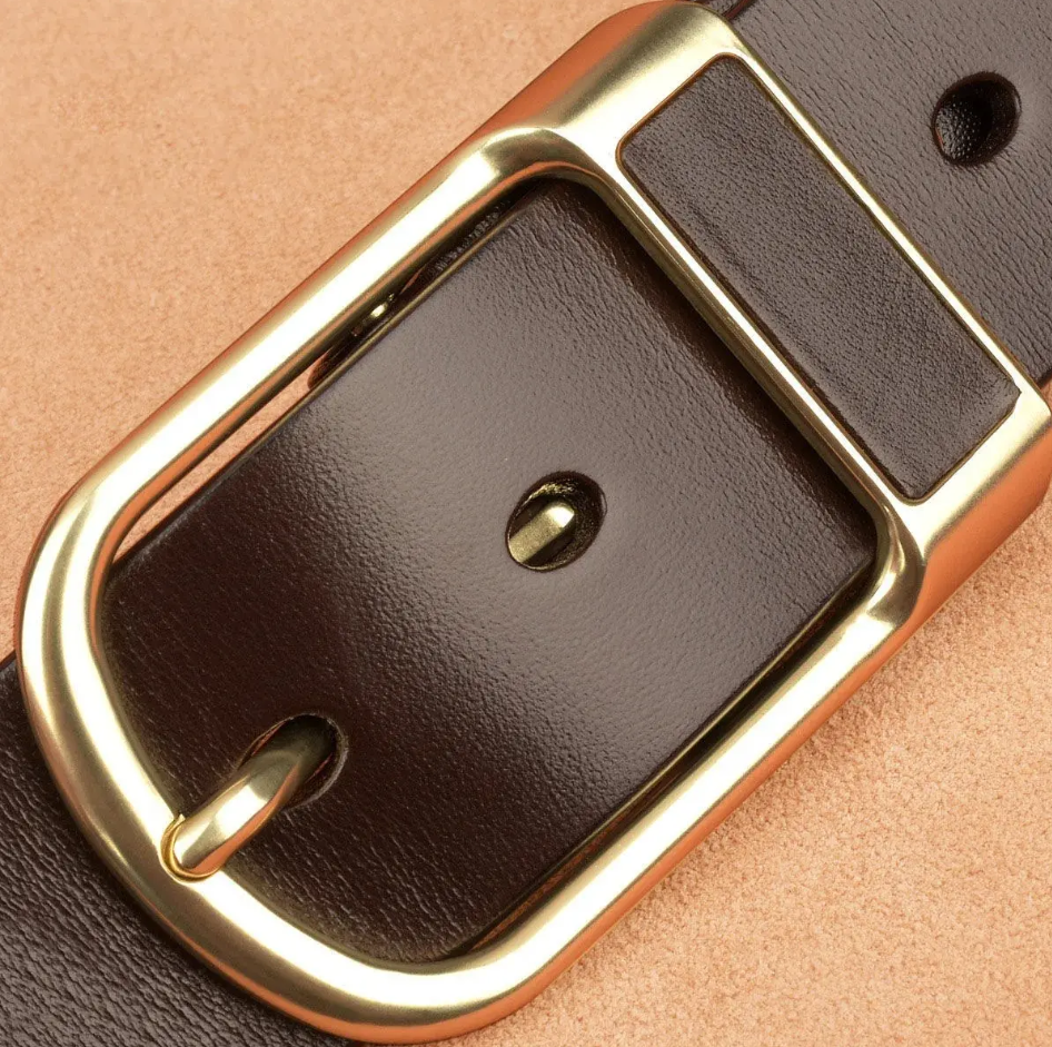 Pin Buckle Brown Leather Belt