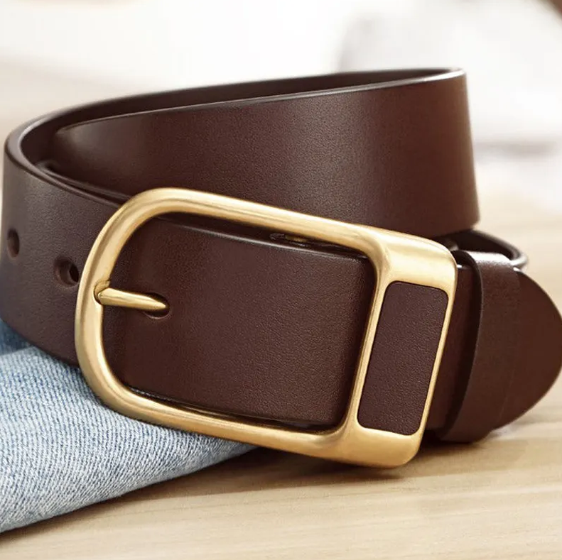 Pin Buckle Brown Leather Belt