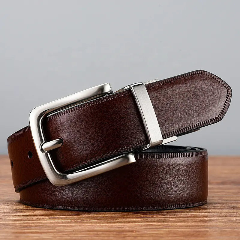 Double-sided Reversible Cowhide Men's Leather Belt