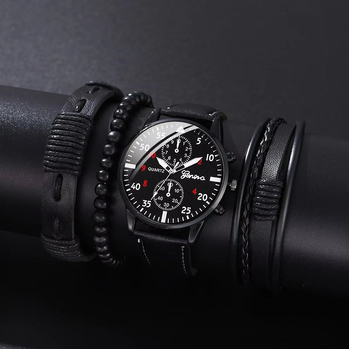 2024 New All-In-One Fashion Disc Quartz Watch Business Casual Men'S Temperament Watch Set